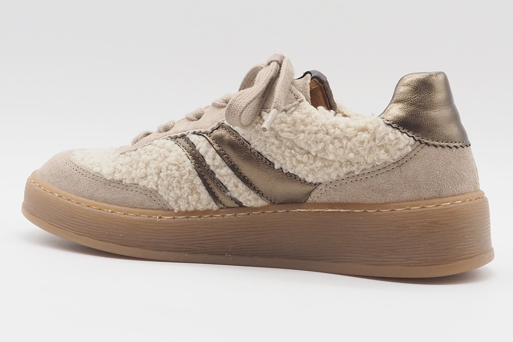 Damen Retro-Sneaker aus Veloursleder mit Flausch in Sand Damen Sneaker Gabor 