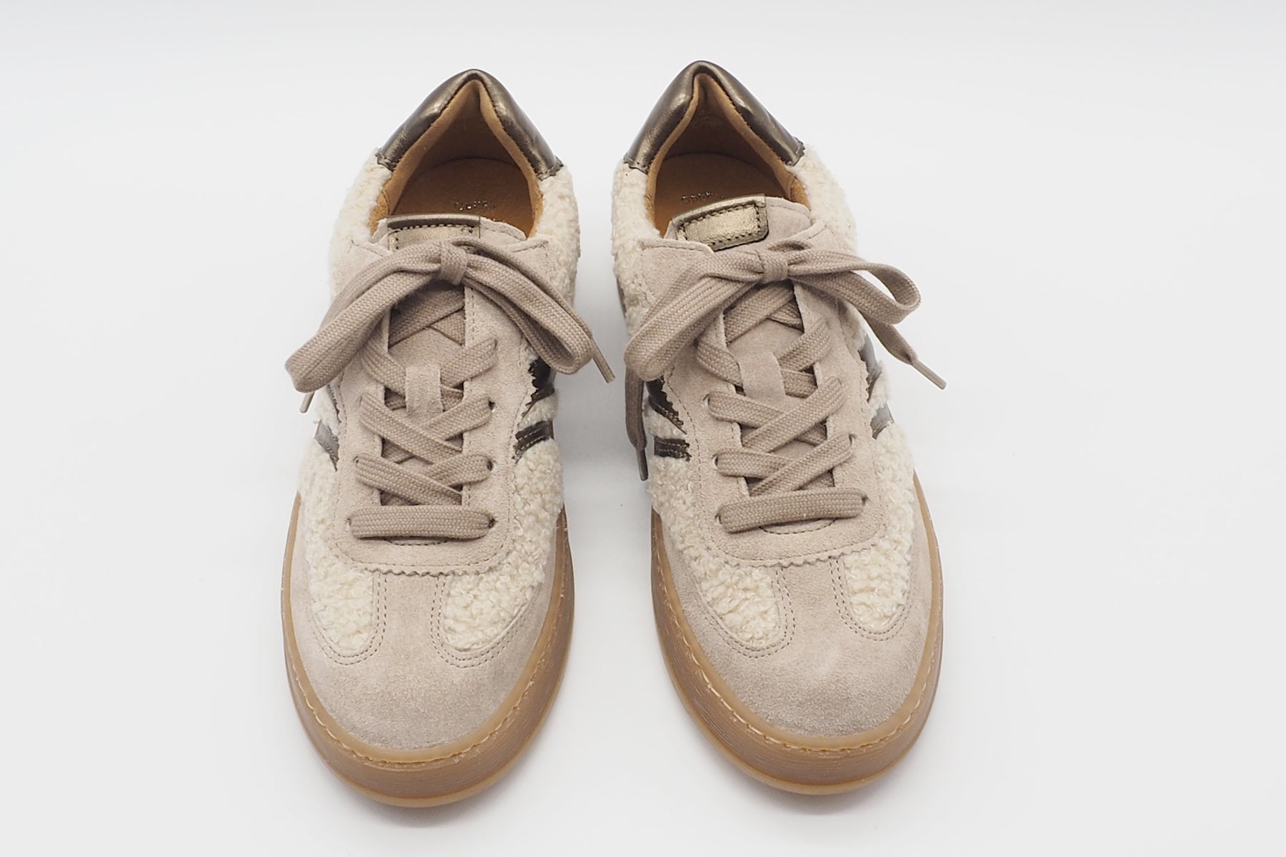Damen Retro-Sneaker aus Veloursleder mit Flausch in Sand Damen Sneaker Gabor 