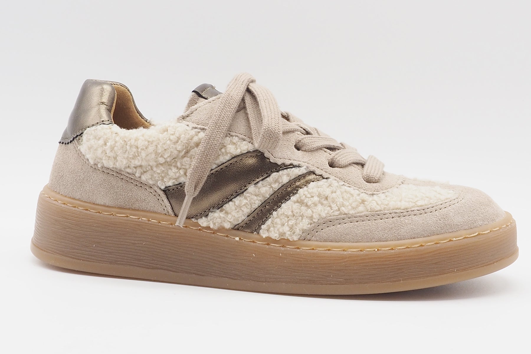 Damen Retro-Sneaker aus Veloursleder mit Flausch in Sand Damen Sneaker Gabor 