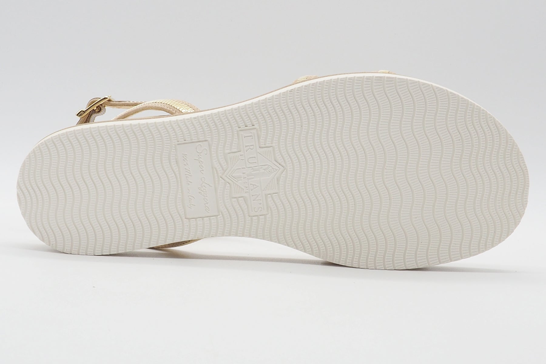 Damen Riemchensandale aus Leder mit weichem Fußbett in Gold & Beige Damen Sandalen Truman´s 