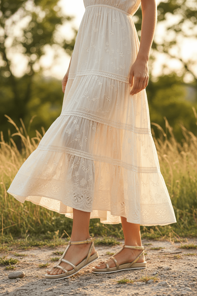 Damen Riemchensandale aus Leder mit weichem Fußbett in Gold & Beige Damen Sandalen Truman´s 