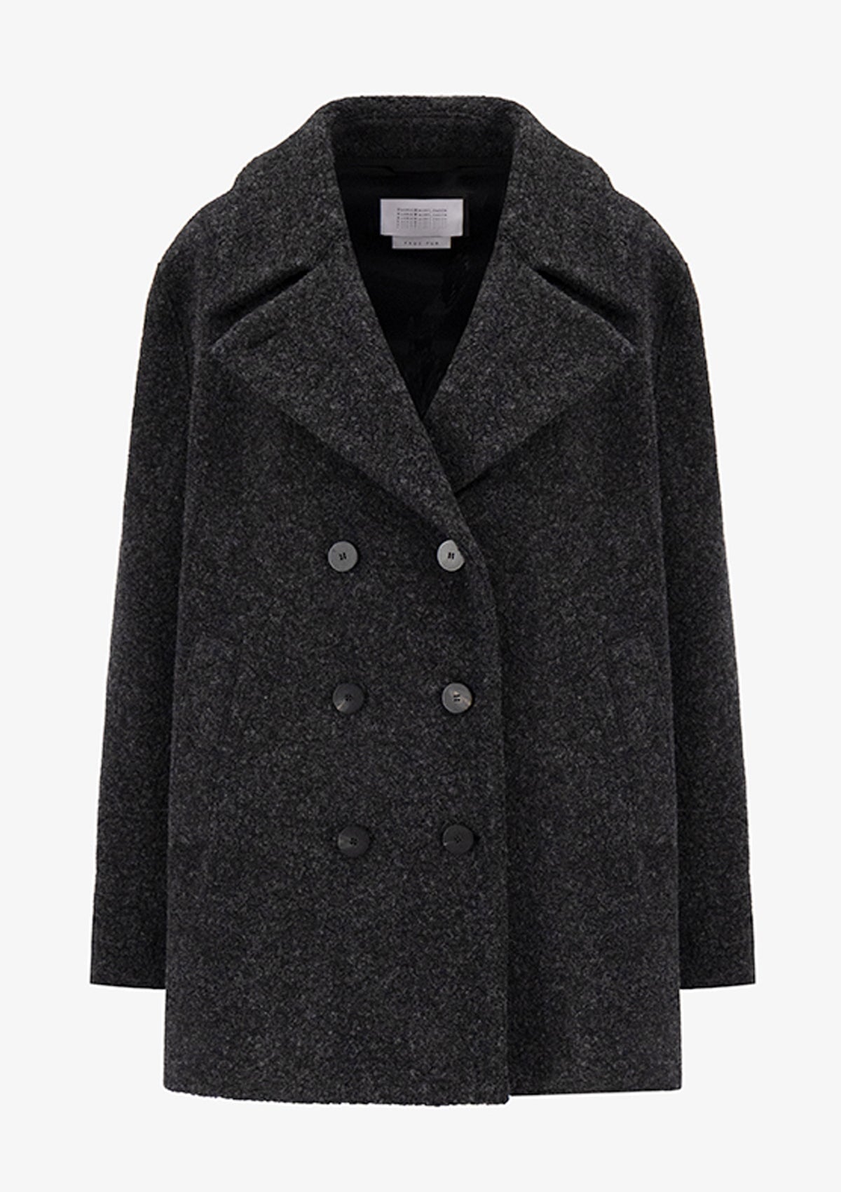 Damen Sailor Jacket mit Kragen in Bouclè - Anthracite Damen Jacke Harris Wharf London 