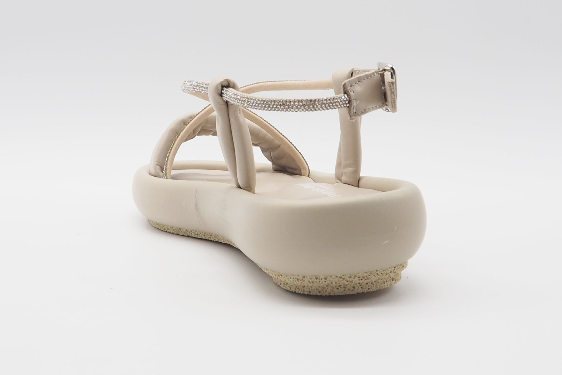 Damen Sandale aus Leder in Creme mit Strasssteinen Damen Sandalen Patrizia Bonfanti 