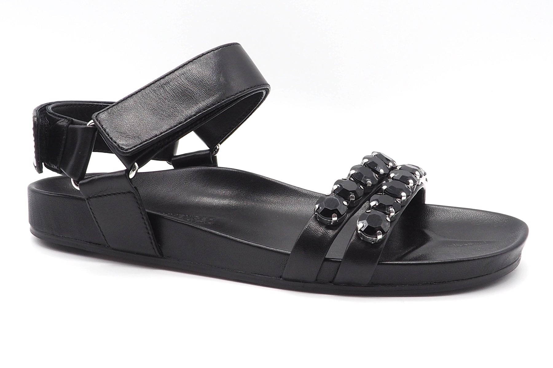Damen Sandale aus Leder in Schwarz mit Tieffussbett & Strasssteinen Damen Sandalen Kennel & Schmenger 