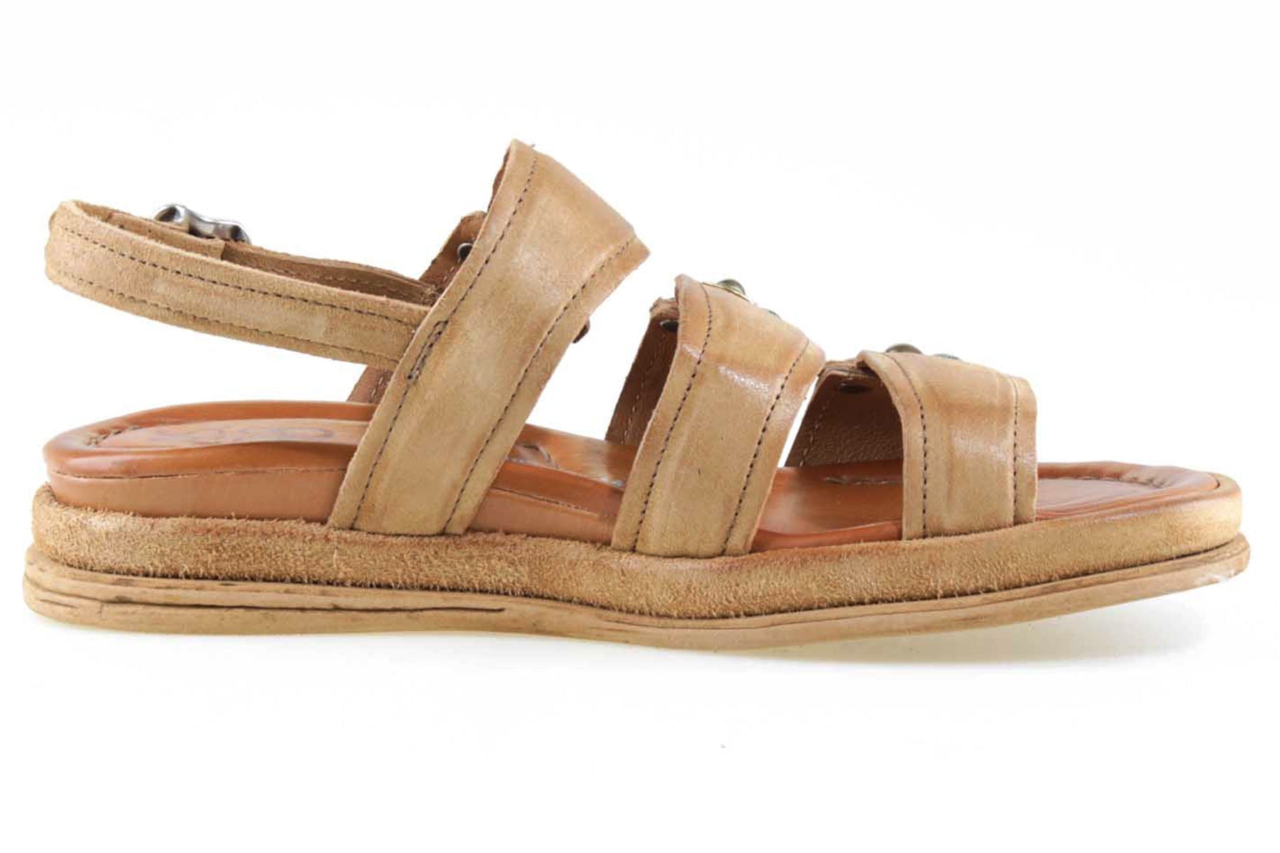 Damen Sandale aus Nubuk mit Nieten mit Dekornieten - 2 cm Höhe Damen Sandalen A.S. 98 