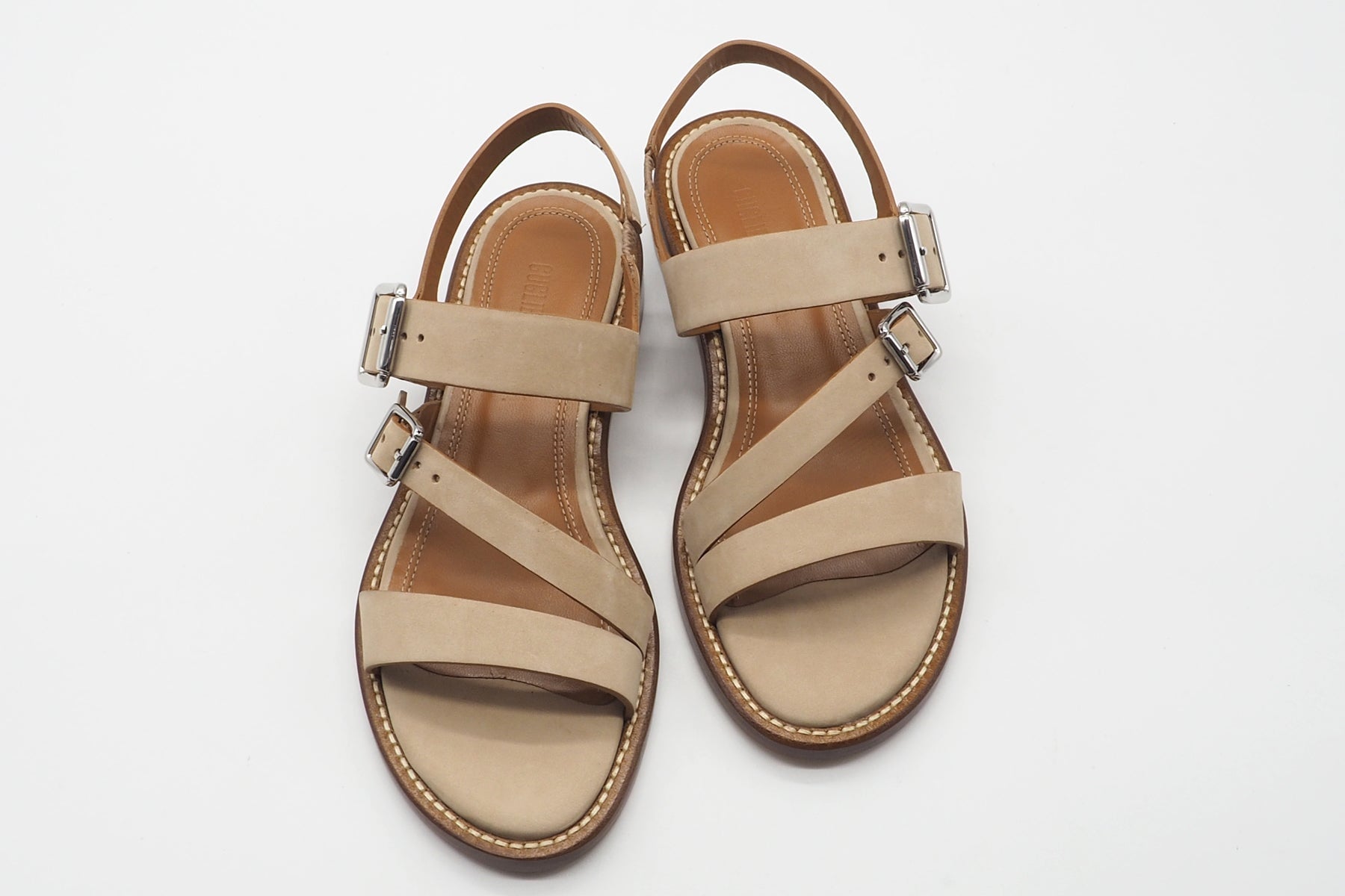 Damen Sandale aus softem Nubukleder in Beige - 3 cm Absatz Damen Sandalen Guglielmo Rotta 