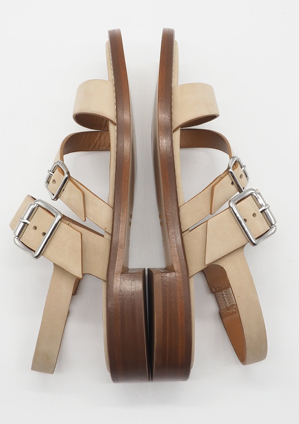 Damen Sandale aus softem Nubukleder in Beige - 3 cm Absatz Damen Sandalen Guglielmo Rotta 