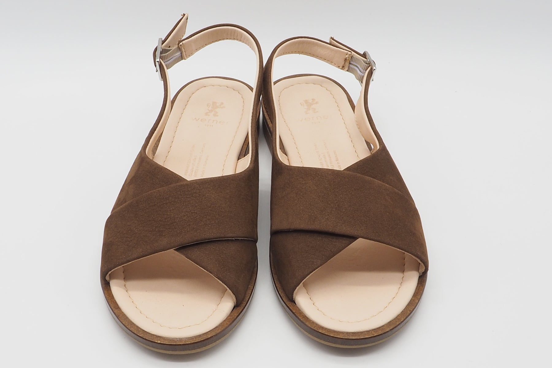 Damen Sandale aus softem Nubukleder in Braun - 1,5 cm Absatz Damen Sandalen Werner 