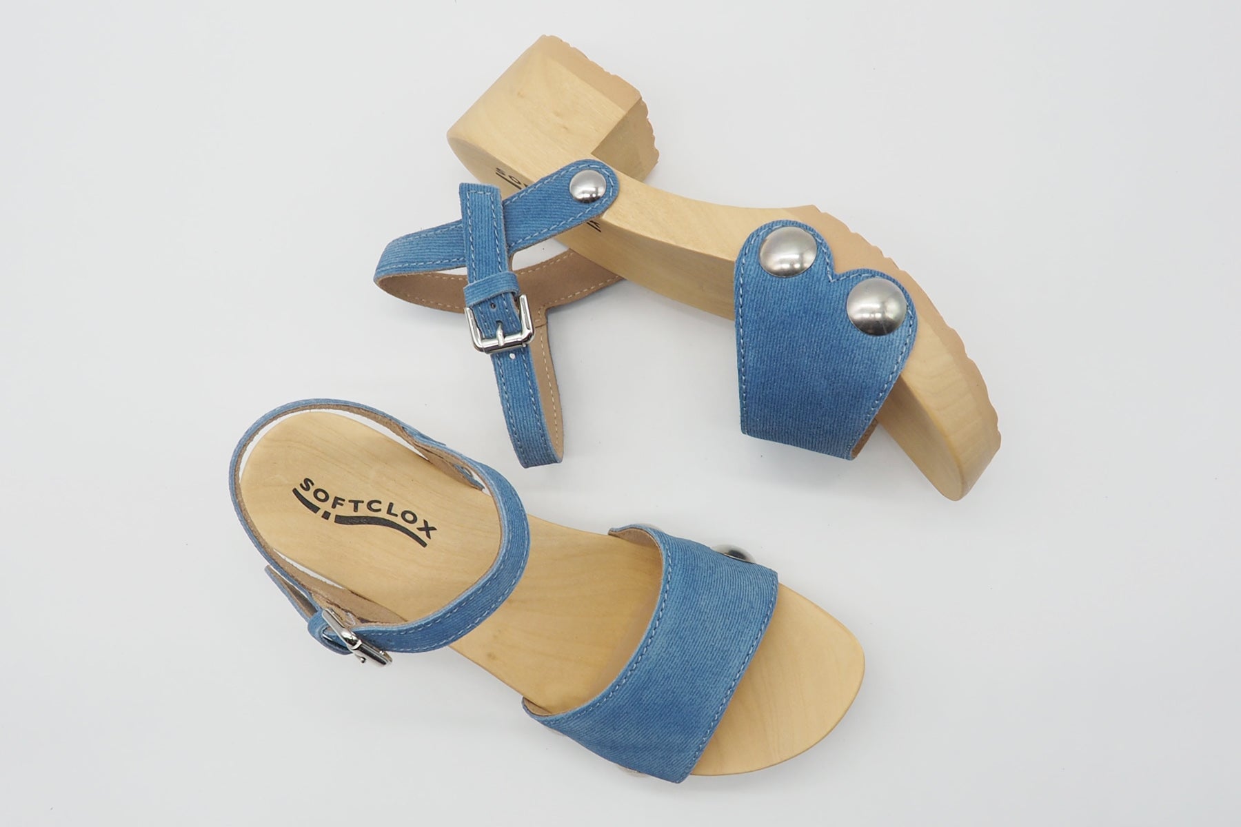 Damen Sandale im angesagten Denimlook - flexible Holzsohle Damen Sandalen Softclox 