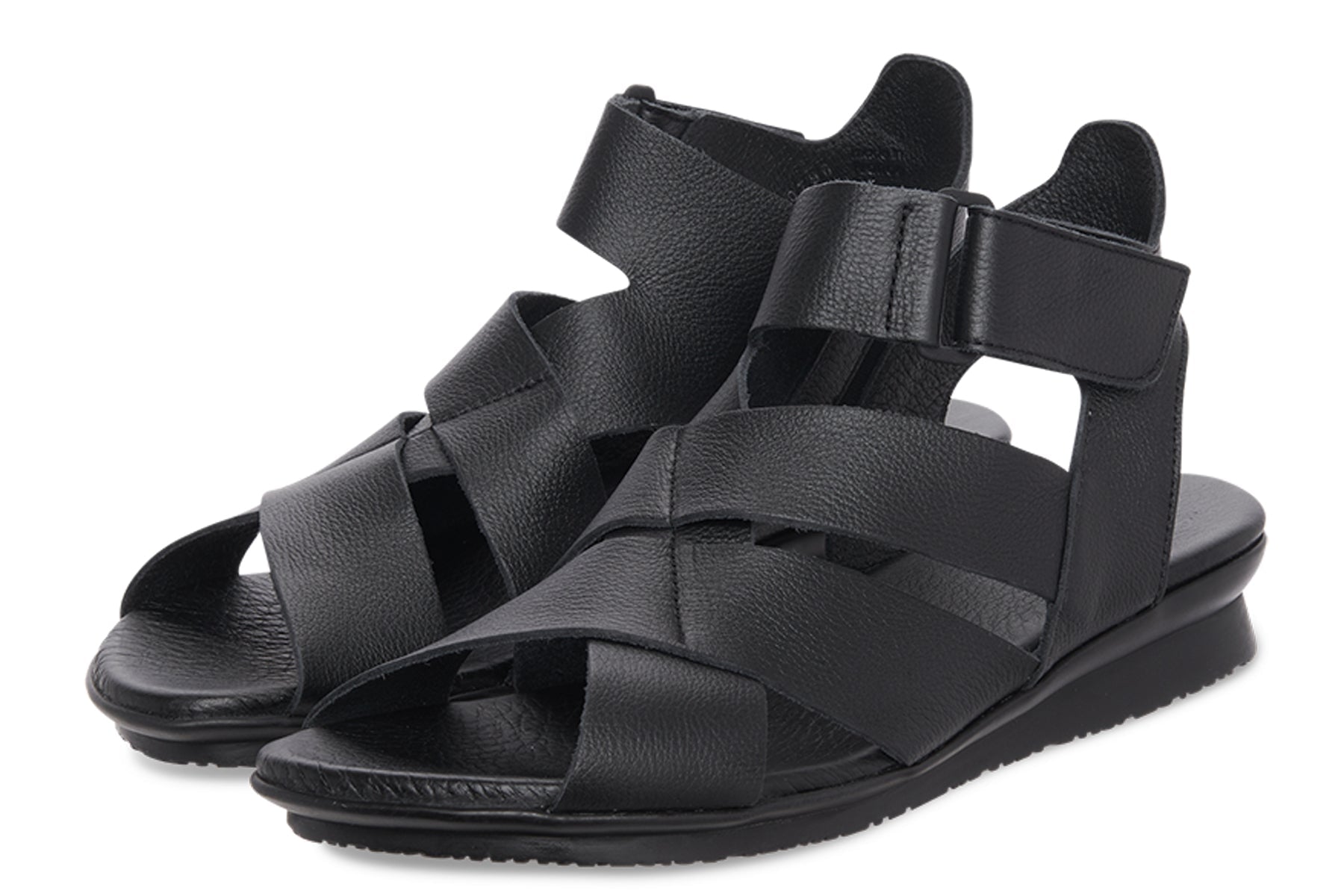 Damen Sandale im Römerstil aus Glattleder in Schwarz 3cm - Aurbao Damen Sandalen Arche 