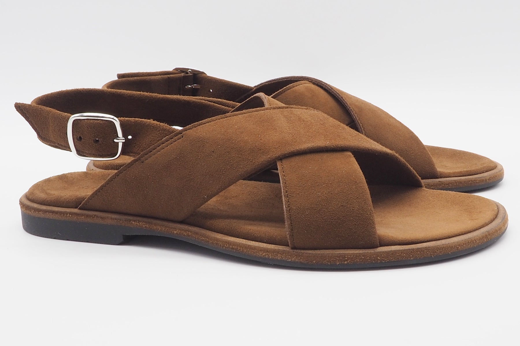 Damen Sandale mit Kreuzbandage aus Velours in Braun mit weicher Sohle Damen Sandalen Brador 