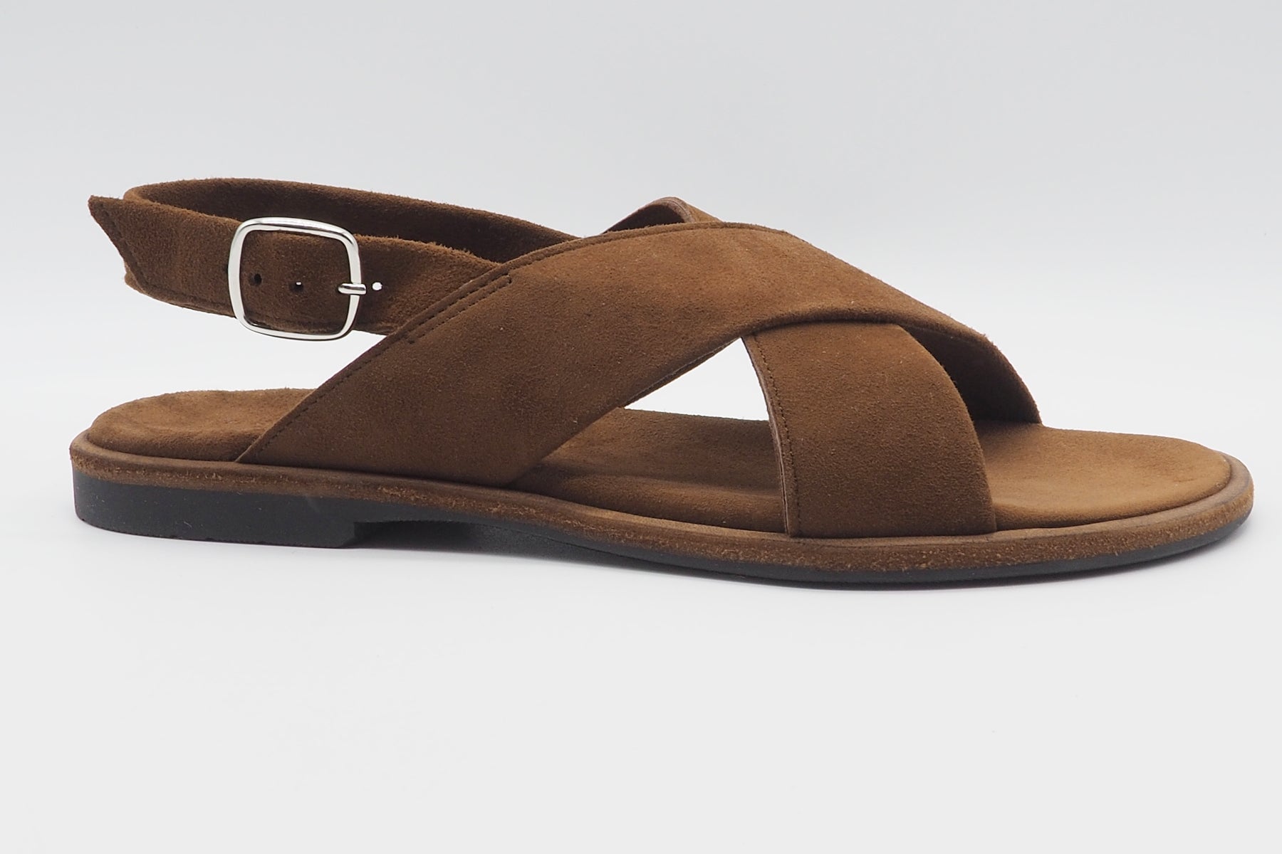Damen Sandale mit Kreuzbandage aus Velours in Braun mit weicher Sohle Damen Sandalen Brador 