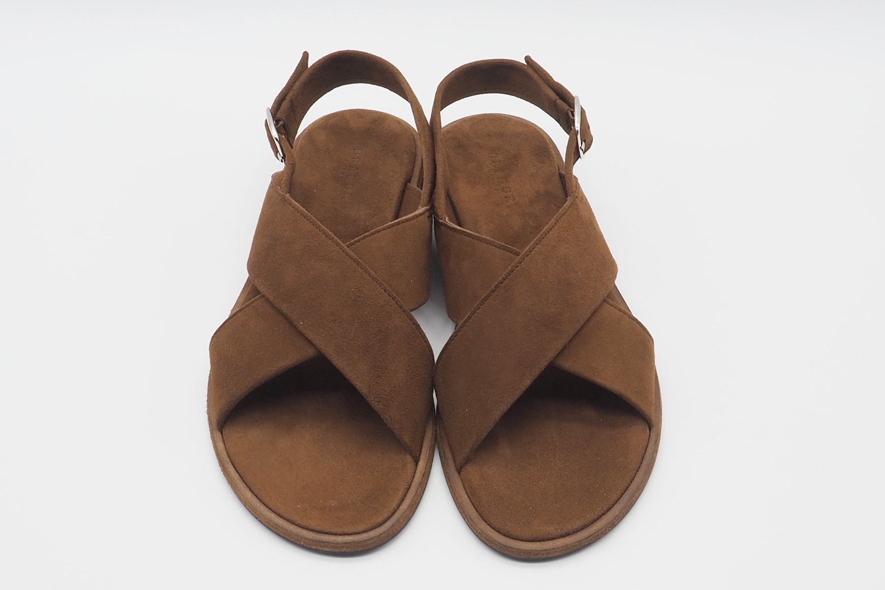Damen Sandale mit Kreuzbandage aus Velours in Braun mit weicher Sohle Damen Sandalen Brador 