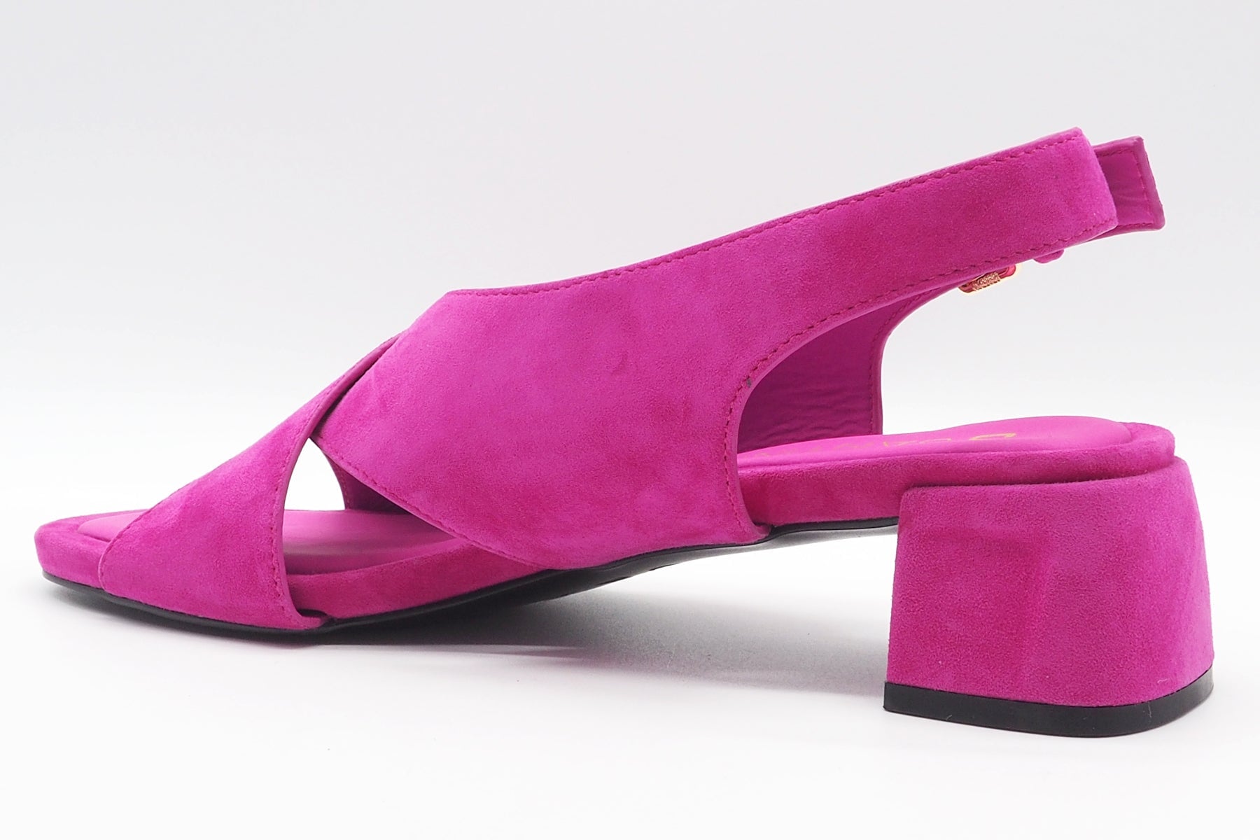Damen Sandale mit Kreuzbandage in Veloursleder Pink - Absatz 4 cm Damen Sandalen Massimo Santini 
