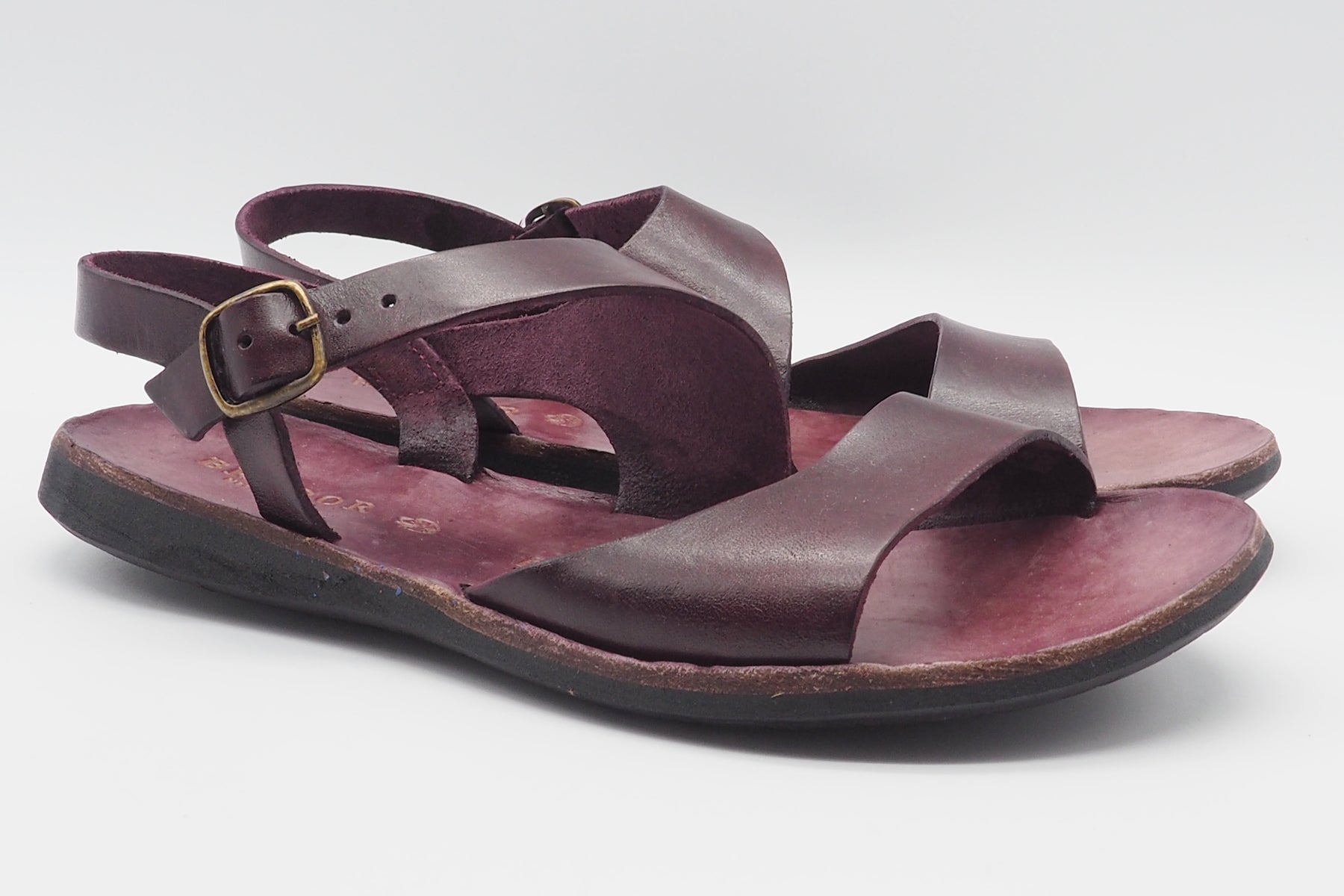 Damen Sandale mit Querbandage in Leder Bordeaux - Hand gefertigt Damen Sandalen Brador 