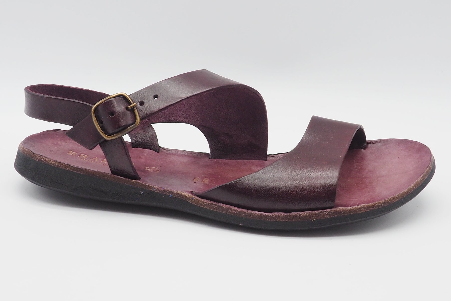 Damen Sandale mit Querbandage in Leder Bordeaux - Hand gefertigt Damen Sandalen Brador 