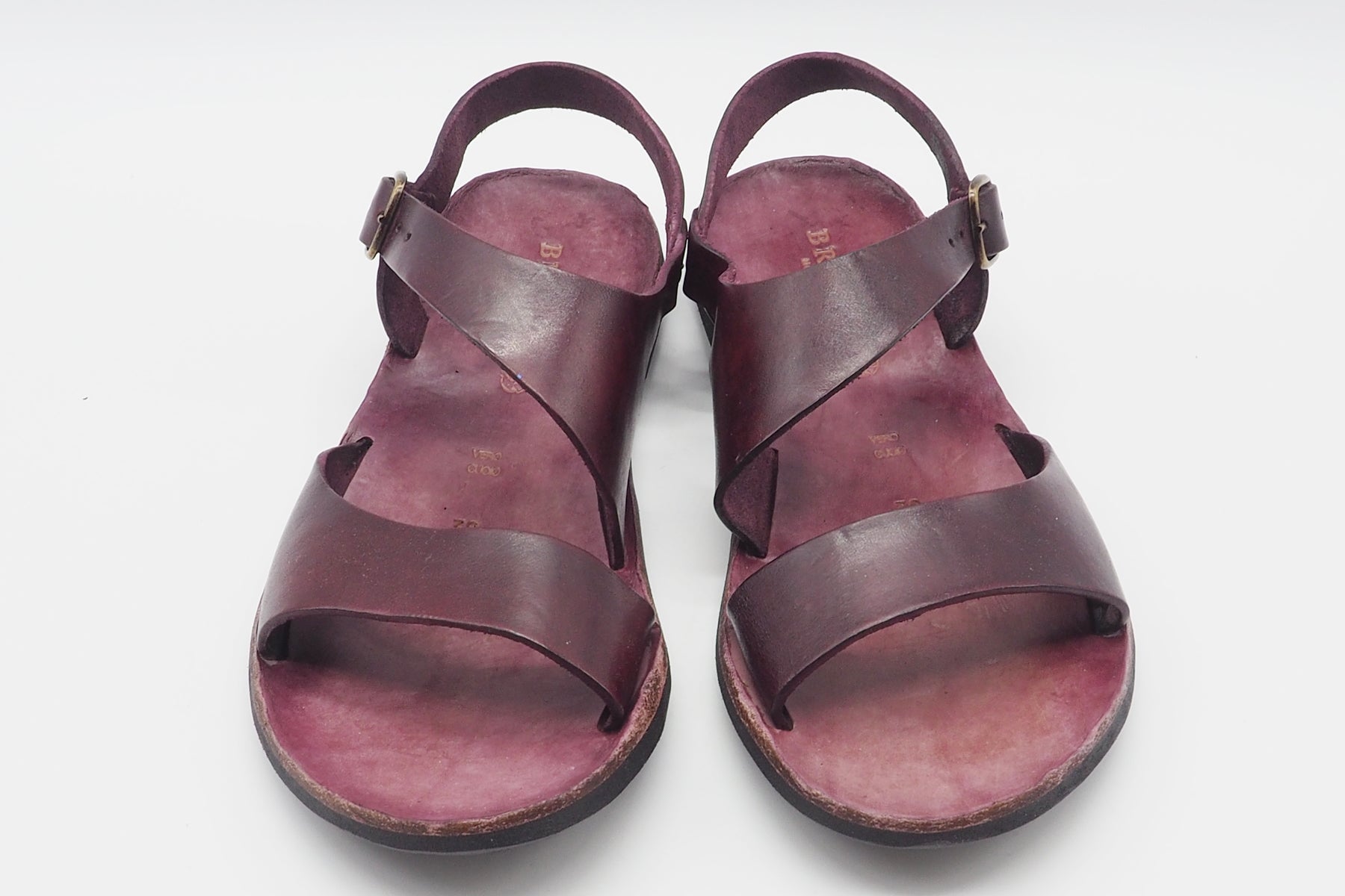 Damen Sandale mit Querbandage in Leder Bordeaux - Hand gefertigt Damen Sandalen Brador 