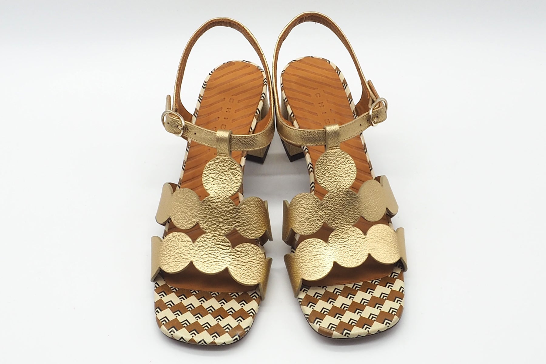 Damen Sandale mit T-Spange aus Leder Gold - Linaza Damen Sandalen Chie Mihara 