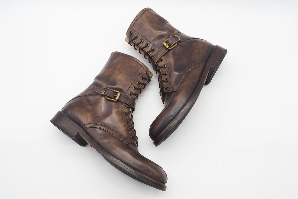 Damen Schnürboot aus Braun meliertem Leder im Vintage-Stil Damen Boots & Booties Lemargo 