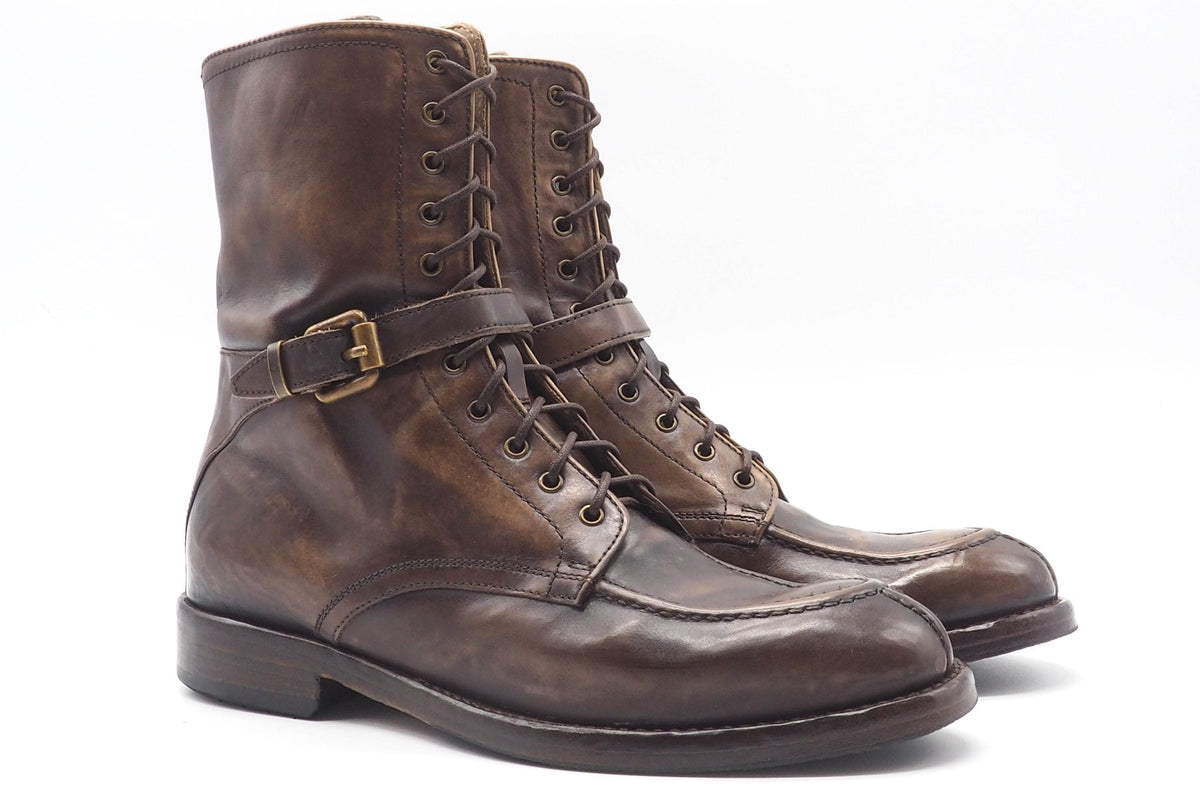 Damen Schnürboot aus Braun meliertem Leder im Vintage-Stil Damen Boots & Booties Lemargo 