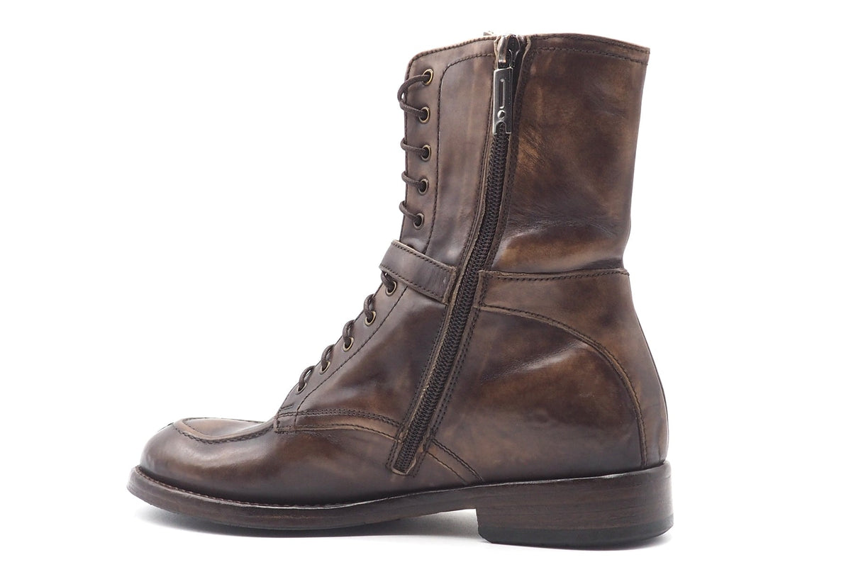 Damen Schnürboot aus Braun meliertem Leder im Vintage-Stil Damen Boots & Booties Lemargo 