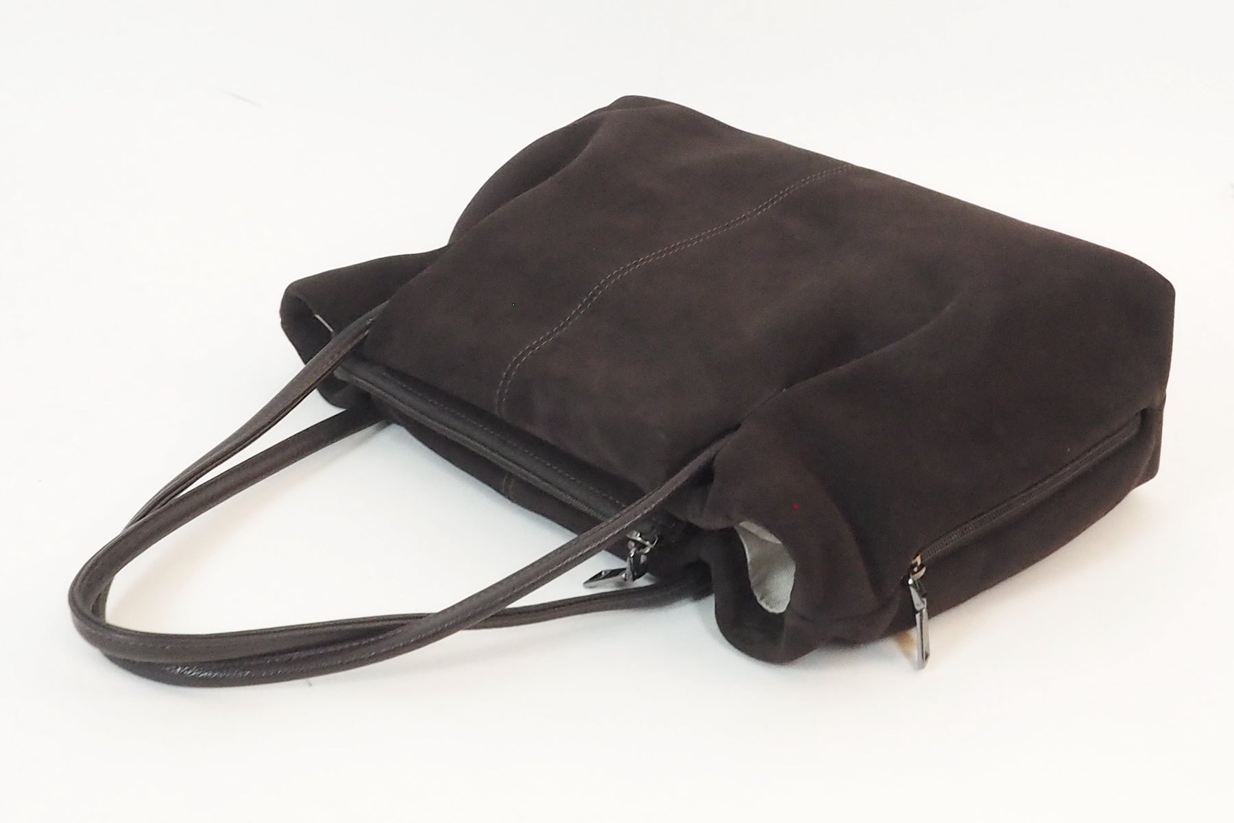 Damen Shopper aus Veloursleder in Dunkelbraun Taschen Tote-Bag Brunate 