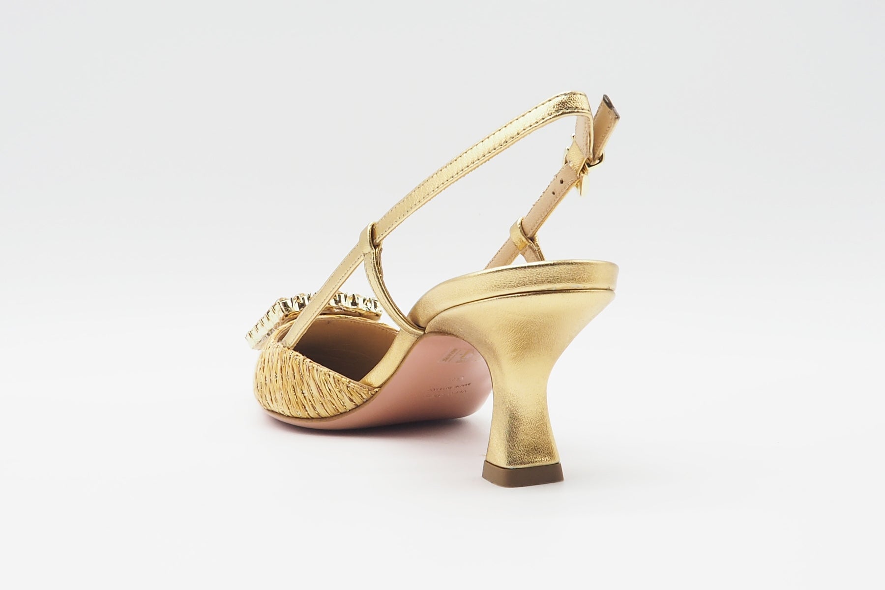 Damen Sling aus Bast in Gold & Natur - Absatz 7cm Damen Pumps & Slings Roberto Festa 