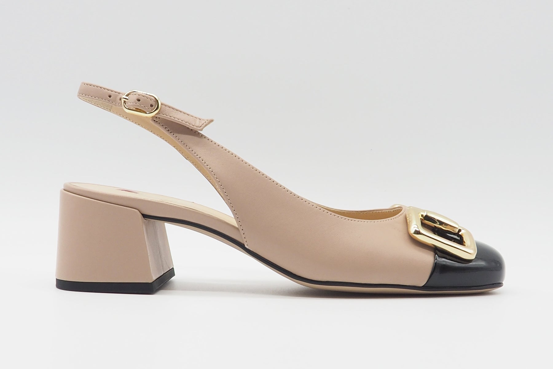 Damen Sling aus Glattleder in Nude mit schwarzer Lackspitze - Absatz 6cm Damen Pumps & Slings Högl 