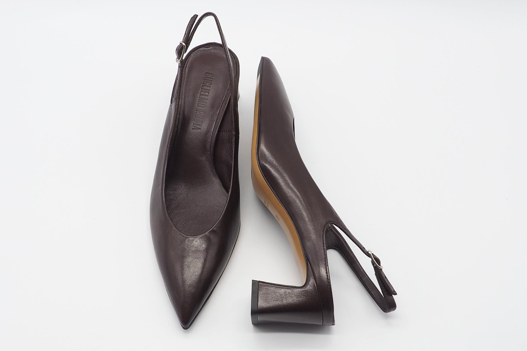Damen Sling aus softem Leder in Dunkelbraun - 5 cm Absatz Damen Pumps & Slings Guglielmo Rotta 