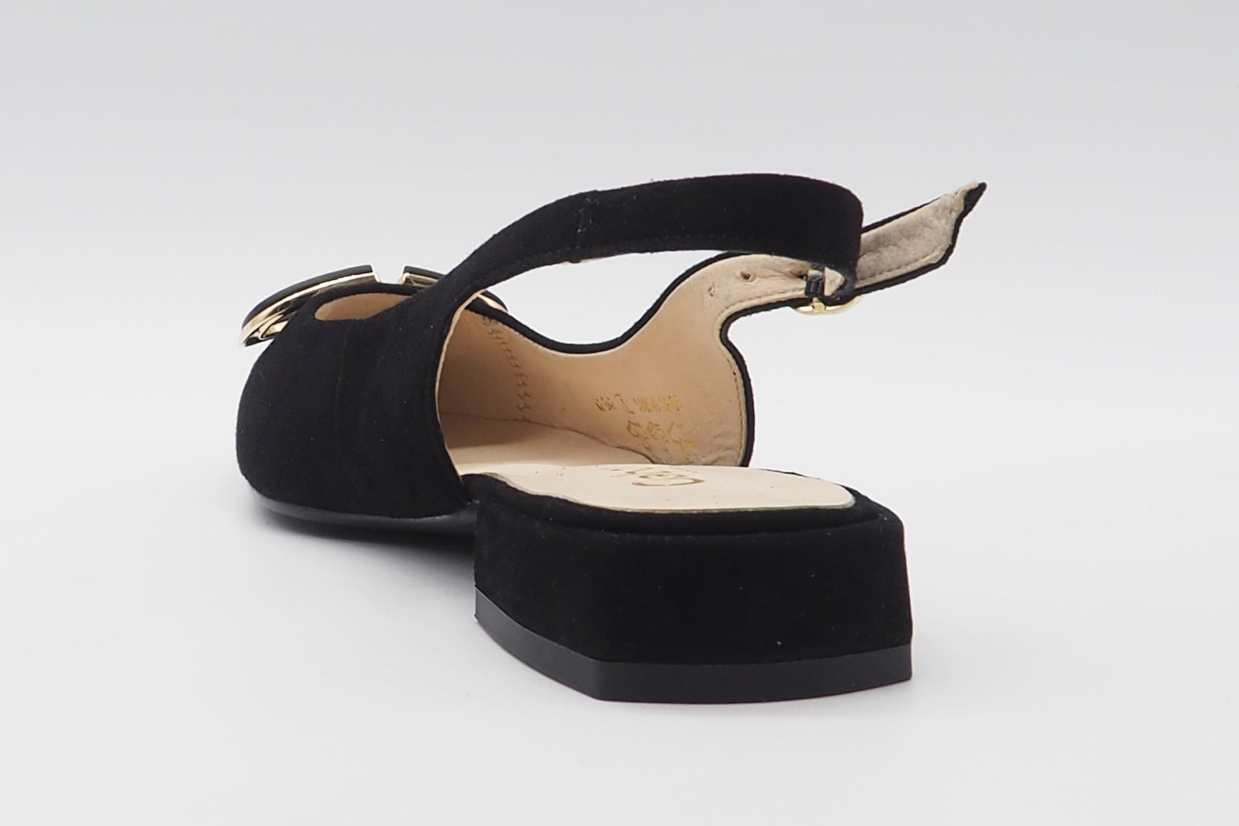 Damen Sling aus Velours Schwarz mit dekorativer Schnalle in Gold Damen Pumps & Slings Gabor 