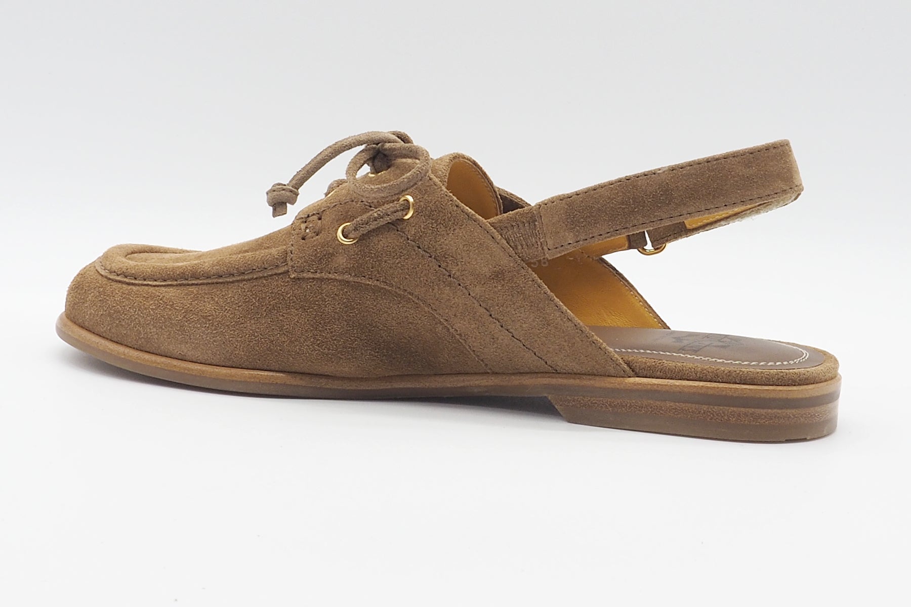 Damen Sling im Bootschuhstil aus Veloursleder in Braun - Absatz 1 cm Damen Pumps & Slings Truman´s 