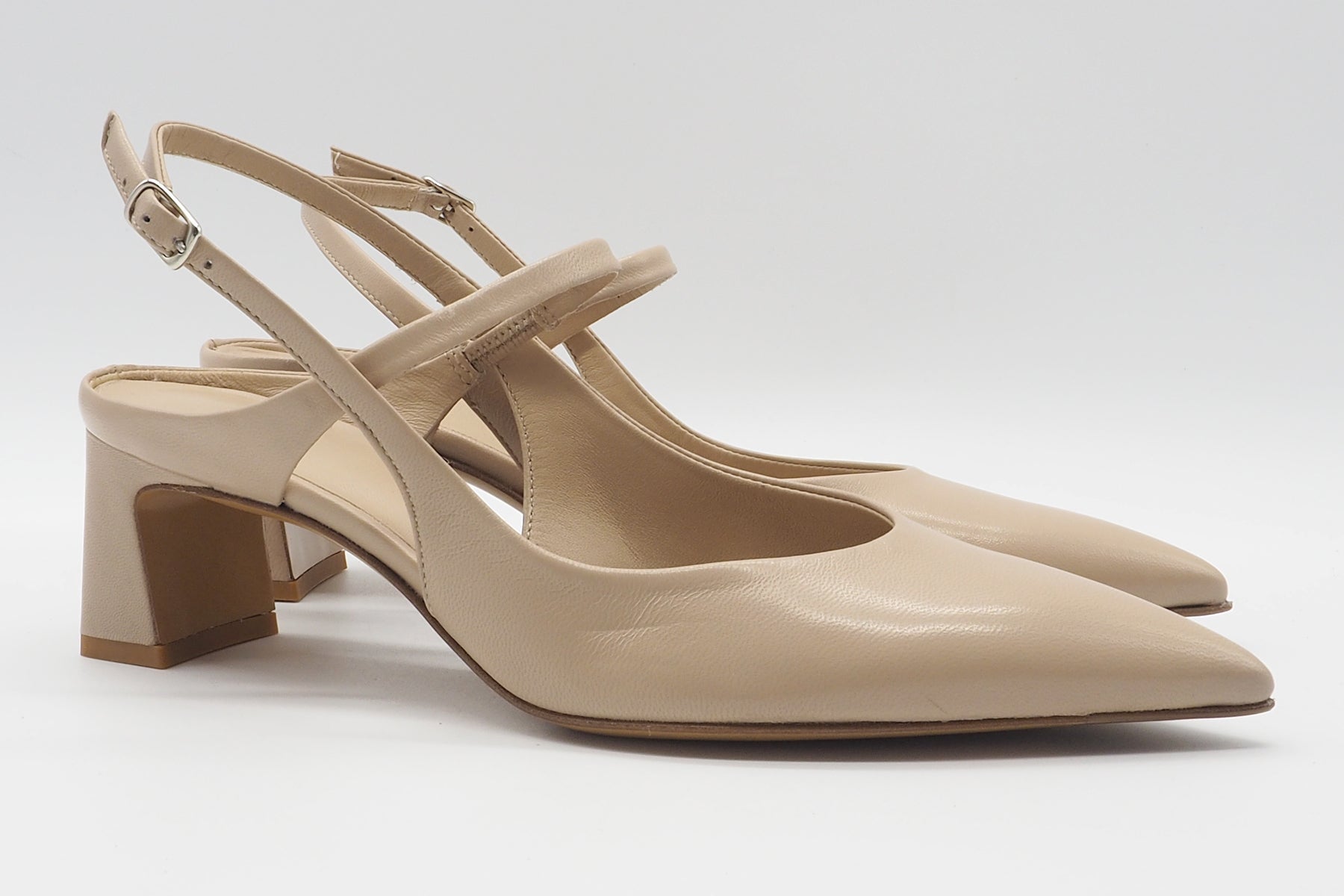 Damen Sling mit Ristriemen aus softem Leder in Skin - 5 cm Absatz Damen Pumps & Slings Guglielmo Rotta 