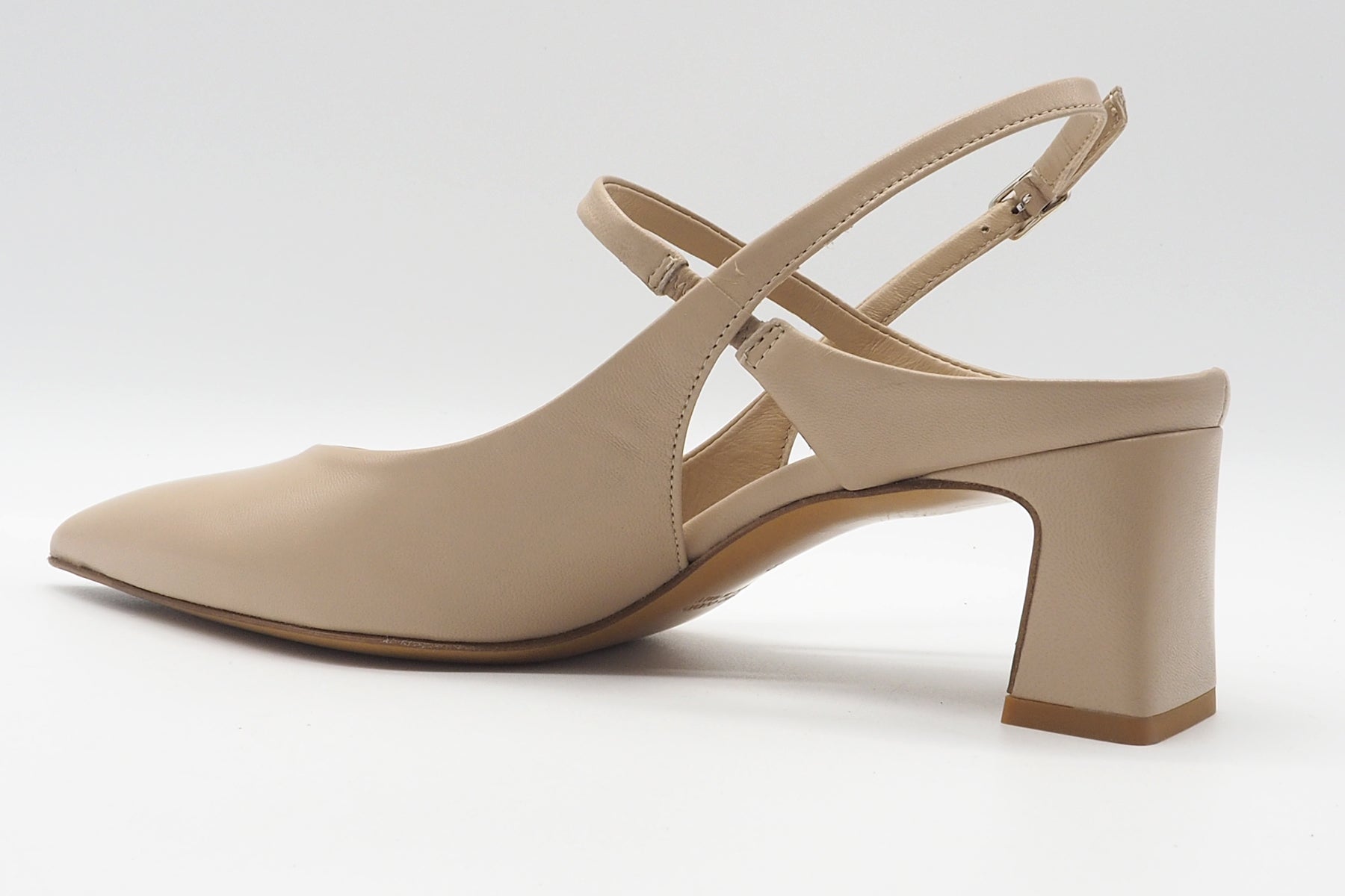 Damen Sling mit Ristriemen aus softem Leder in Skin - 5 cm Absatz Damen Pumps & Slings Guglielmo Rotta 
