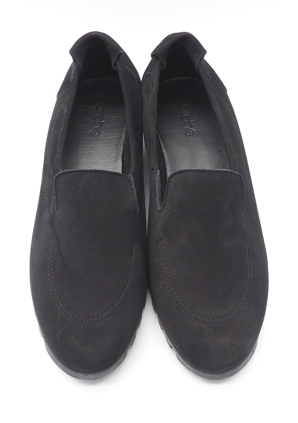 Damen Slipper aus softem Nubukleder in Schwarz - Lomhoo Damen Loafers & Schnürer Arche 