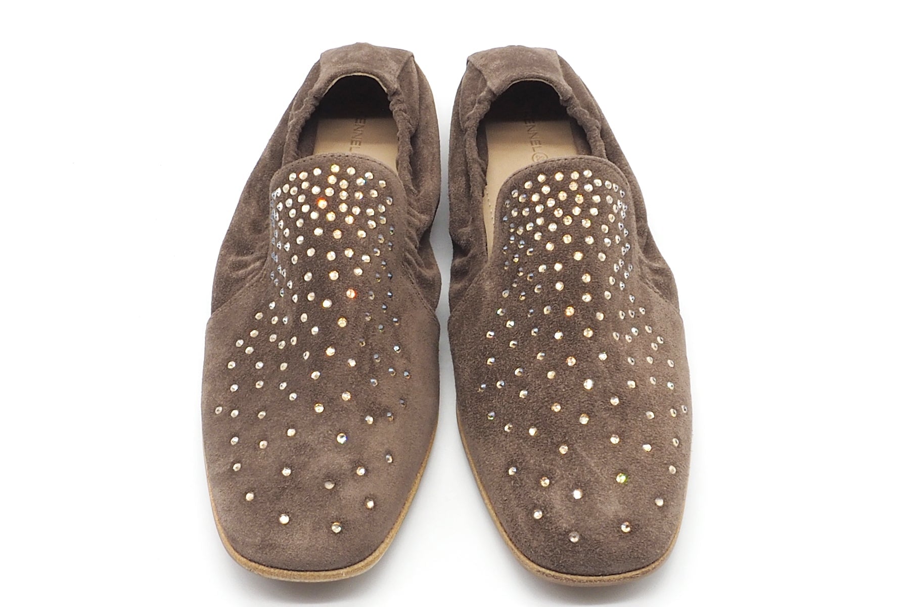 Damen Slipper aus Veloursleder in Braun mit Strasssteinen Damen Loafers & Schnürer Kennel & Schmenger 