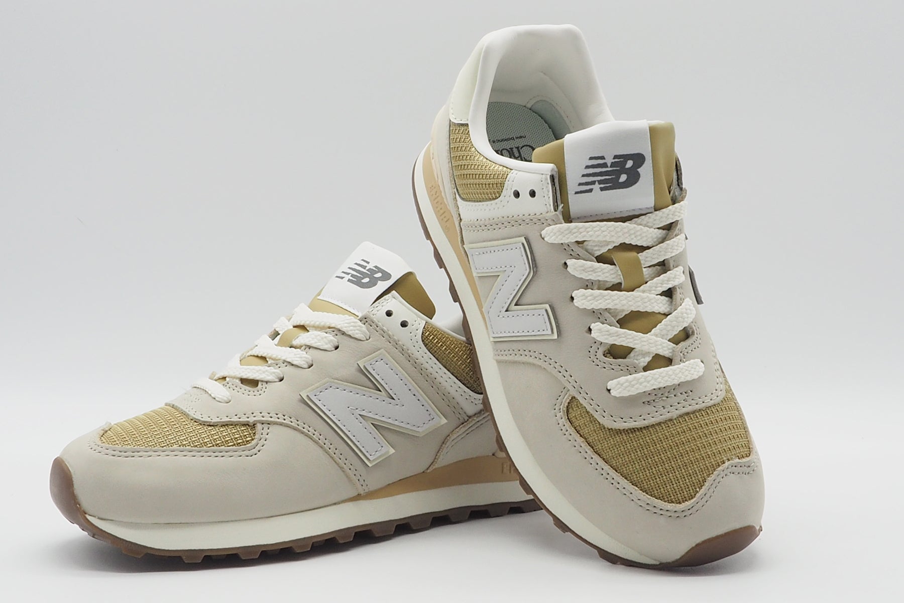 Damen Sneaker 574 in aus Veloursleder & Mesh in Beige & Gold Damen Sneaker New Balance 