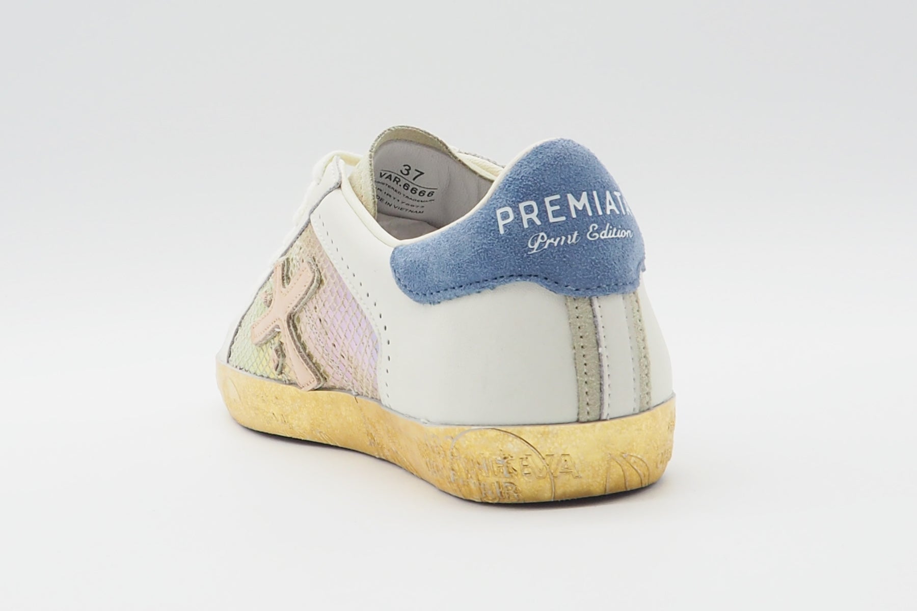 Damen Sneaker aus Glattleder in Creme und Gold - Stevend Damen Sneaker Premiata 