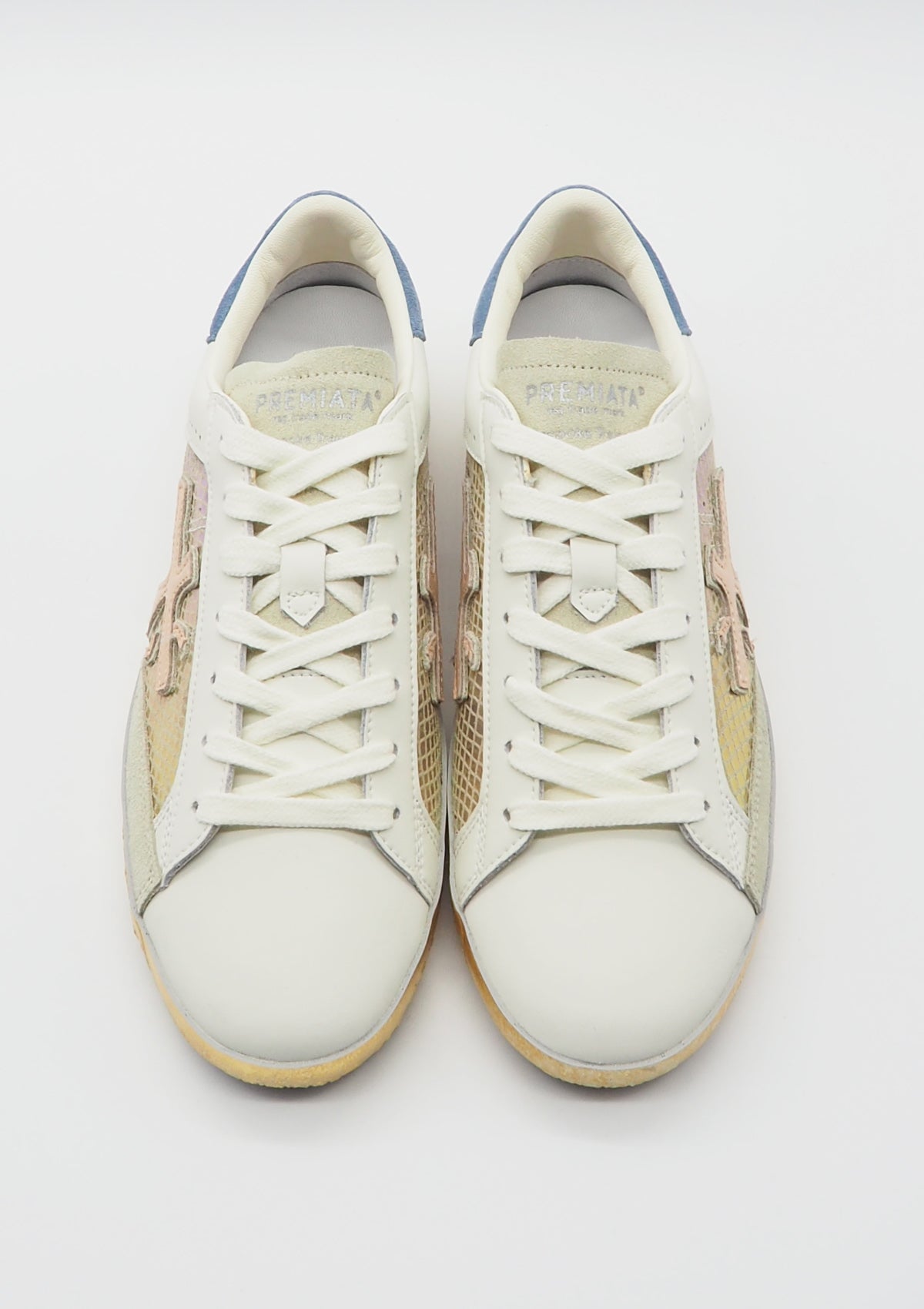 Damen Sneaker aus Glattleder in Creme und Gold - Stevend Damen Sneaker Premiata 