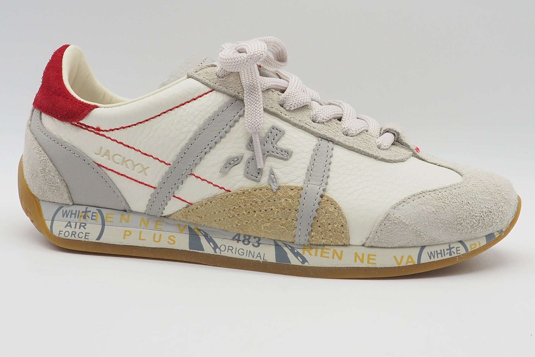Damen Sneaker aus Leder im Retrostil in Offwhite & Grau - Jacky Damen Sneaker Premiata 