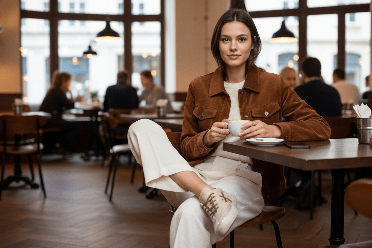 Damen Sneaker aus Leder & Pailletten in Rosé, Creme & Braun - Davidd Damen Sneaker Premiata 