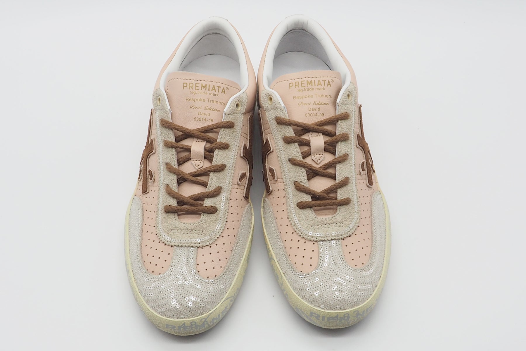 Damen Sneaker aus Leder & Pailletten in Rosé, Creme & Braun - Davidd Damen Sneaker Premiata 