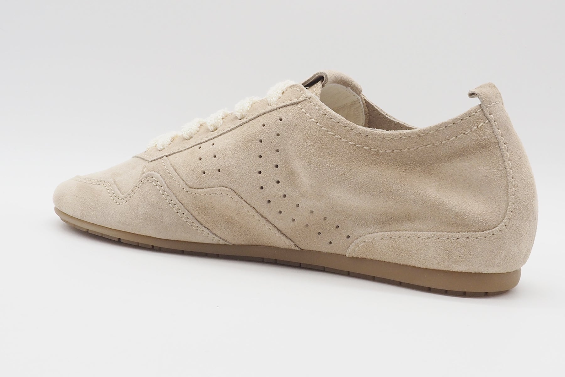 Damen Sneaker aus softem Veloursleder in Sand mit dünner Sohle Damen Sneaker Kennel & Schmenger 