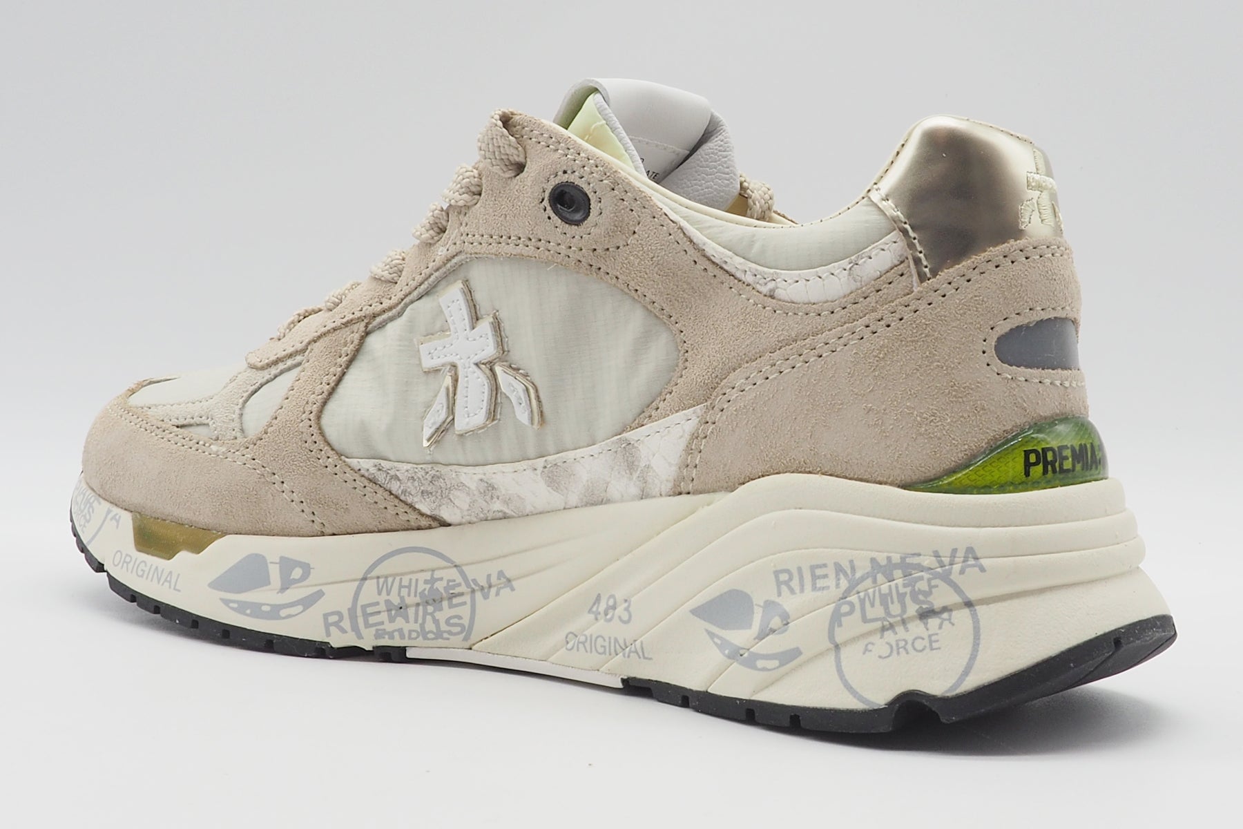 Damen Sneaker aus Velours & Mesh in Beige & Gold - Mased Damen Sneaker Premiata 