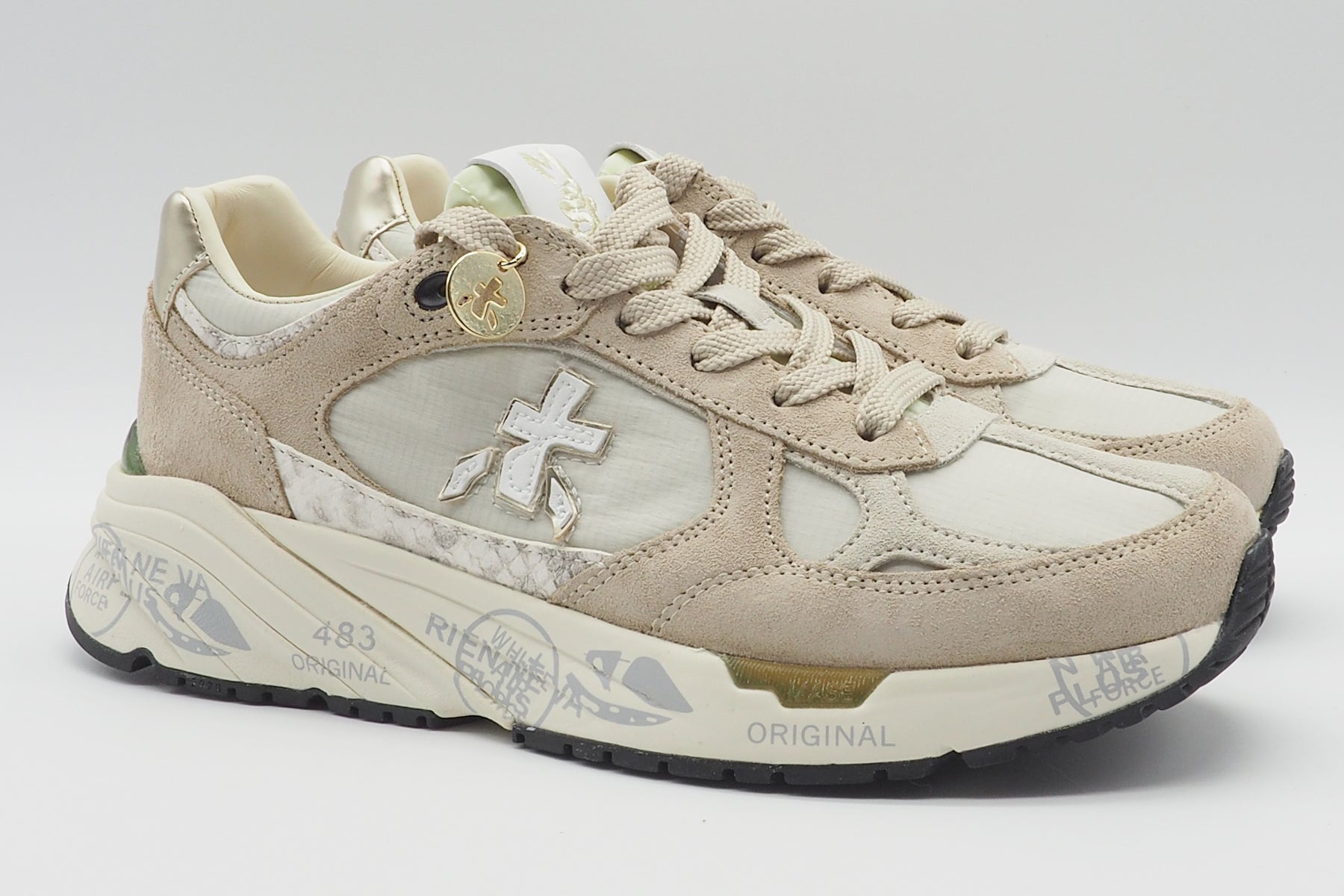 Damen Sneaker aus Velours & Mesh in Beige & Gold - Mased Damen Sneaker Premiata 