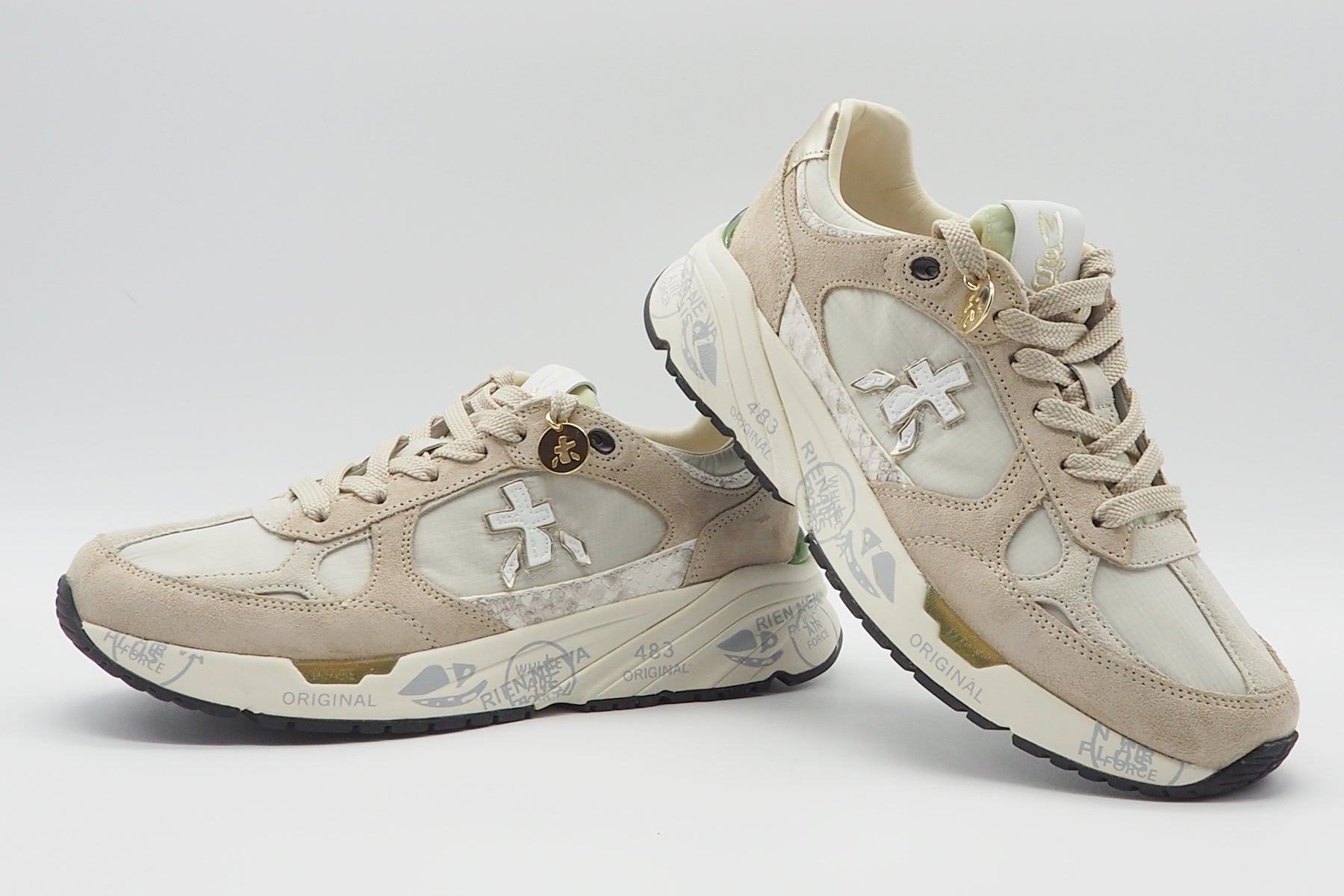 Damen Sneaker aus Velours & Mesh in Beige & Gold - Mased Damen Sneaker Premiata 