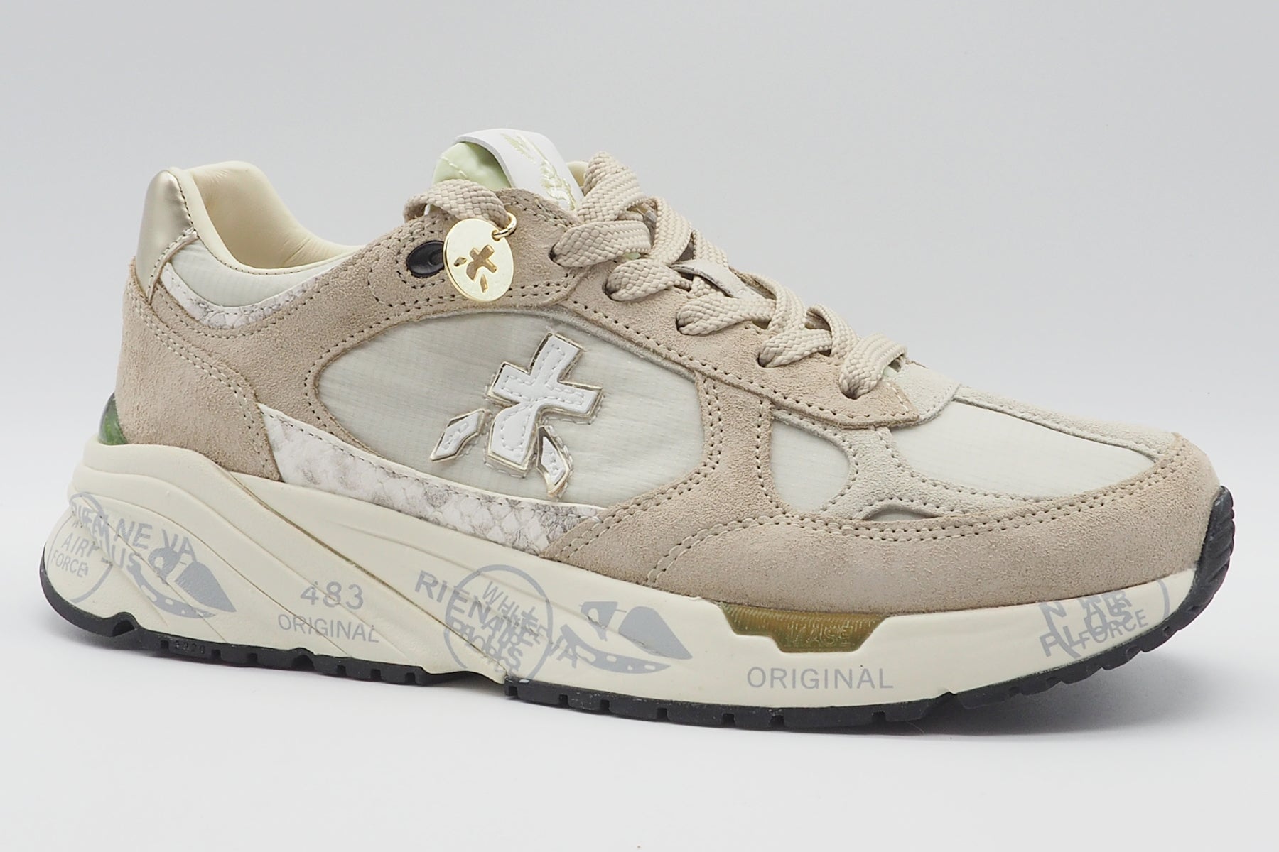 Damen Sneaker aus Velours & Mesh in Beige & Gold - Mased Damen Sneaker Premiata 