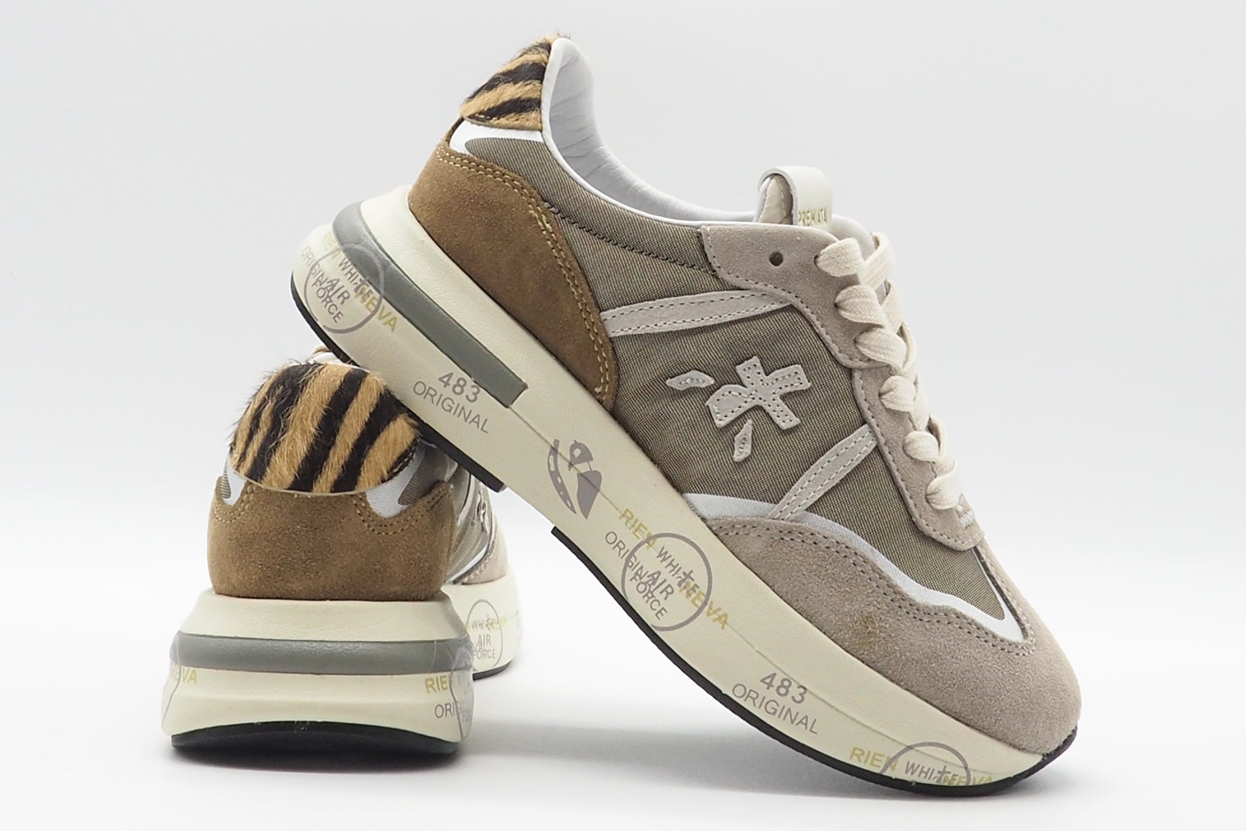 Damen Sneaker aus Veloursleder & Mesh in Taupe/Braun - Cassie Damen Sneaker Premiata 