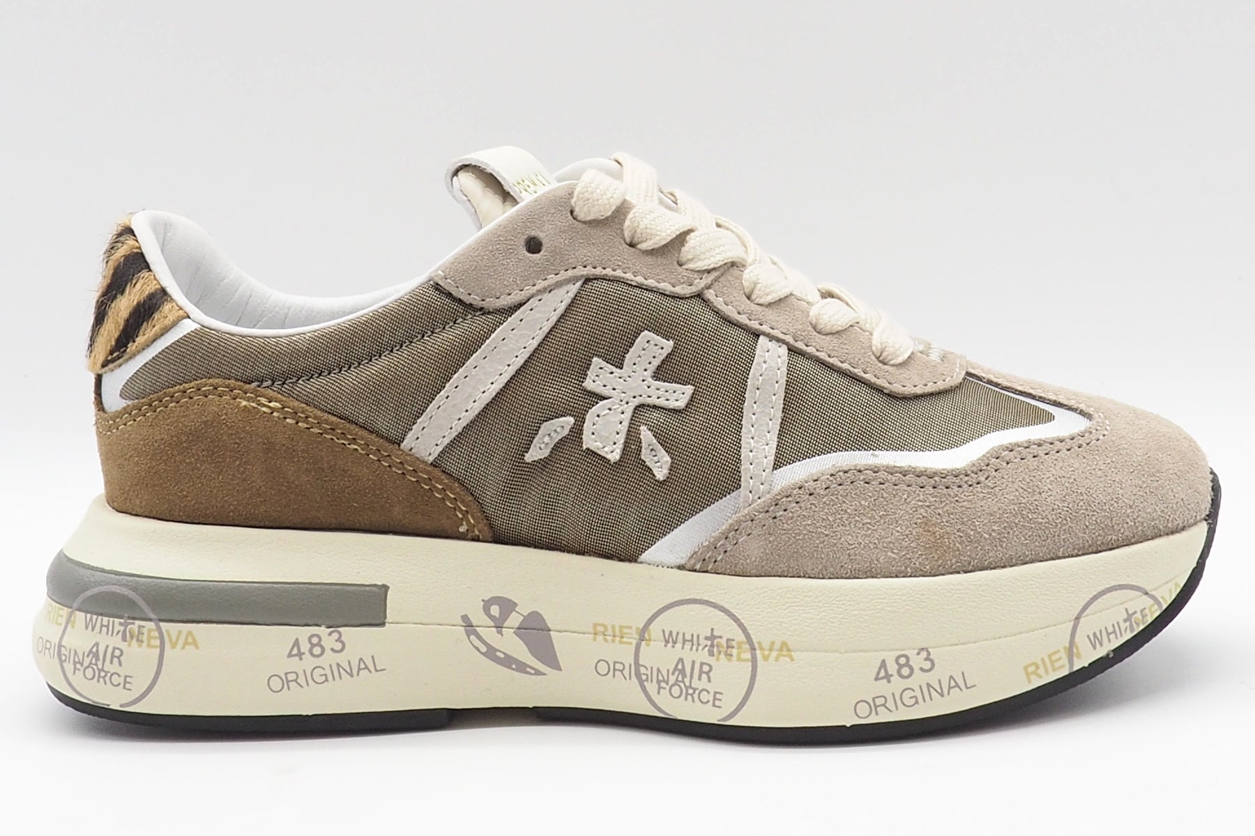 Damen Sneaker aus Veloursleder & Mesh in Taupe/Braun - Cassie Damen Sneaker Premiata 