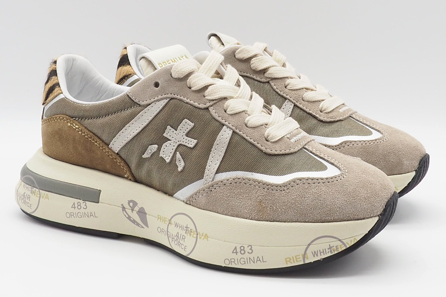 Damen Sneaker aus Veloursleder & Mesh in Taupe/Braun - Cassie Damen Sneaker Premiata 
