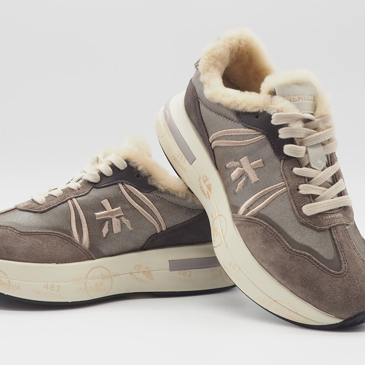 Premiata Damen Sneaker aus Veloursleder Mesh mit